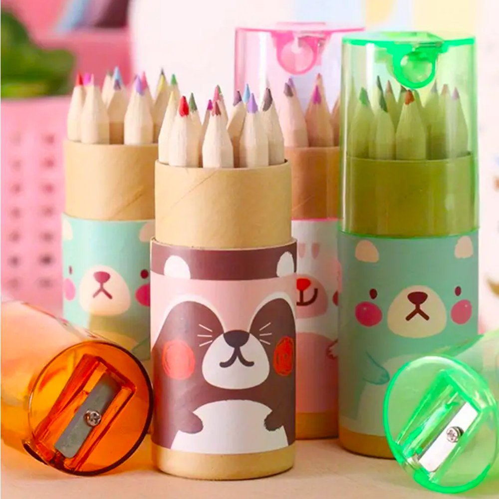 2PCS Bear-Themed Colored Pencils – Cute &amp; Vibrant Set for Students &amp; Office