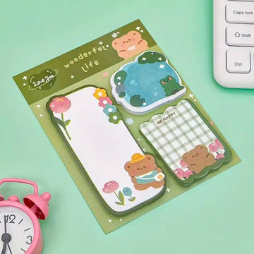 60PCS Creative Cartoon Sticky Notes – Fun &amp; Colorful Memo Stickers - Bear