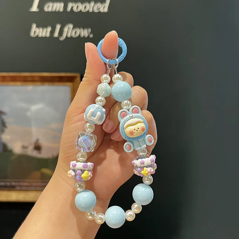 Lillith Series Blue Beaded Mobile Charms Bracelet (Mobile,Car key, Bag Pendant) - Blue