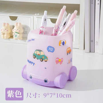 Car-Shaped Pen Holder for Desk - Large Capacity, Decorative Organizer - Purple