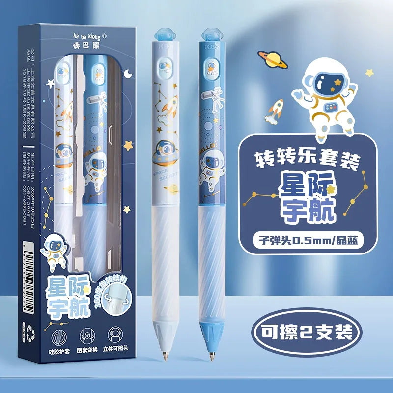 Crystal Panda Spin Pens Eraseable Set - Set of 2 Pens - Blue