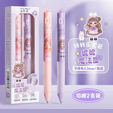 Crystal Panda Spin Pens Eraseable Set - Set of 2 Pens - Purple
