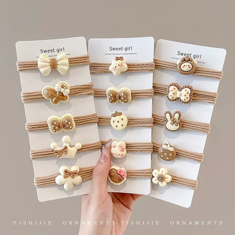 Cute Brown Hair Ties - 6 pcs set
