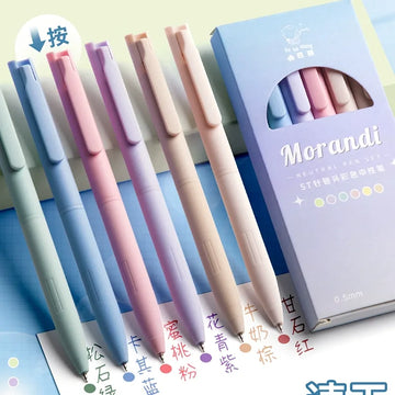 Gel Pen Push-Type Morandi Coloful Japanese Style - Set of 6 - Morandi