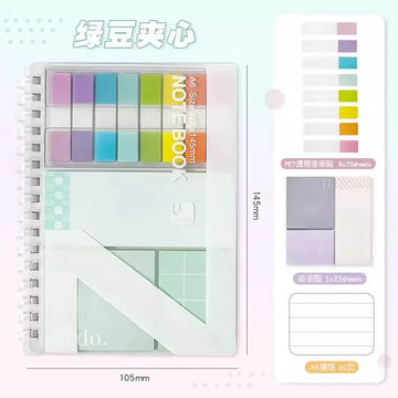 Index Notebook Sticky Note Set Soft Coil - A6 Size - Green Bean