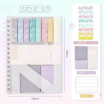 Index Notebook Sticky Note Set Soft Coil - A6 Size - Flower Sandwitch