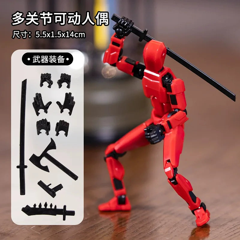 Movable Action Stick Figure with Multi-Joints (Self-Assemble Kit) - Red Black