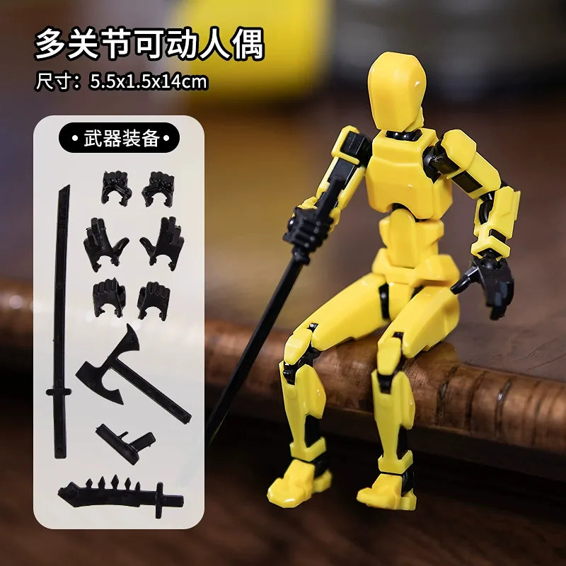 Movable Action Stick Figure with Multi-Joints (Self-Assemble Kit) - Yellow Black