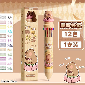 Multicolor Colorful Ballpoint Pen 12 Colors Press Click - Single Pen - Cappy Bara