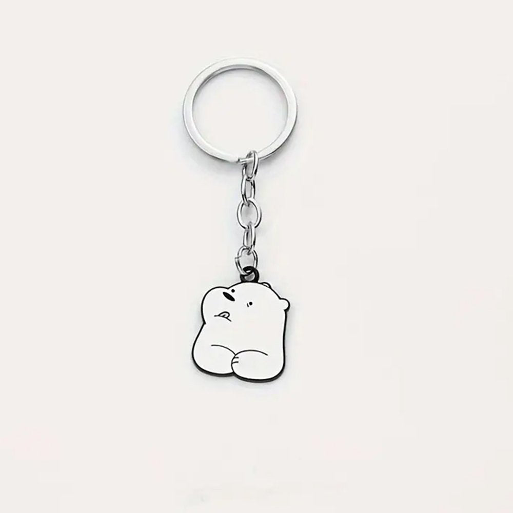 Polar Bear Keychain – Cute White Bear Metal Key Ring &amp; Charm, Durable &amp; Stylish - Gluttonous White Bear