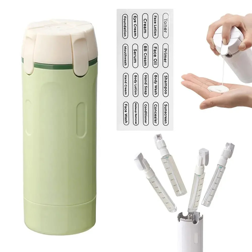 4 In 1 Portable Travel Emulsion Dispenser - Leak-Proof & Refillable