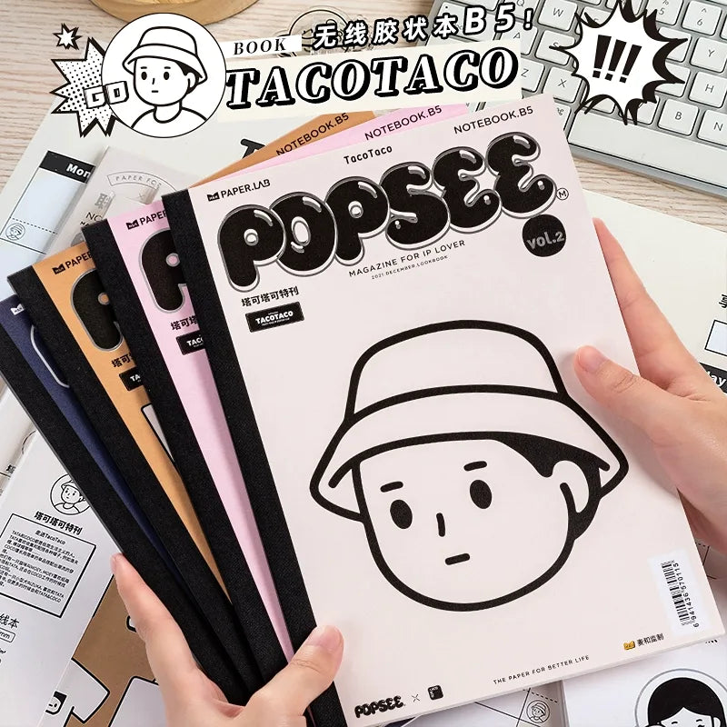 Tacotaco Notebook B5 Size - 4 Books of Fun - White