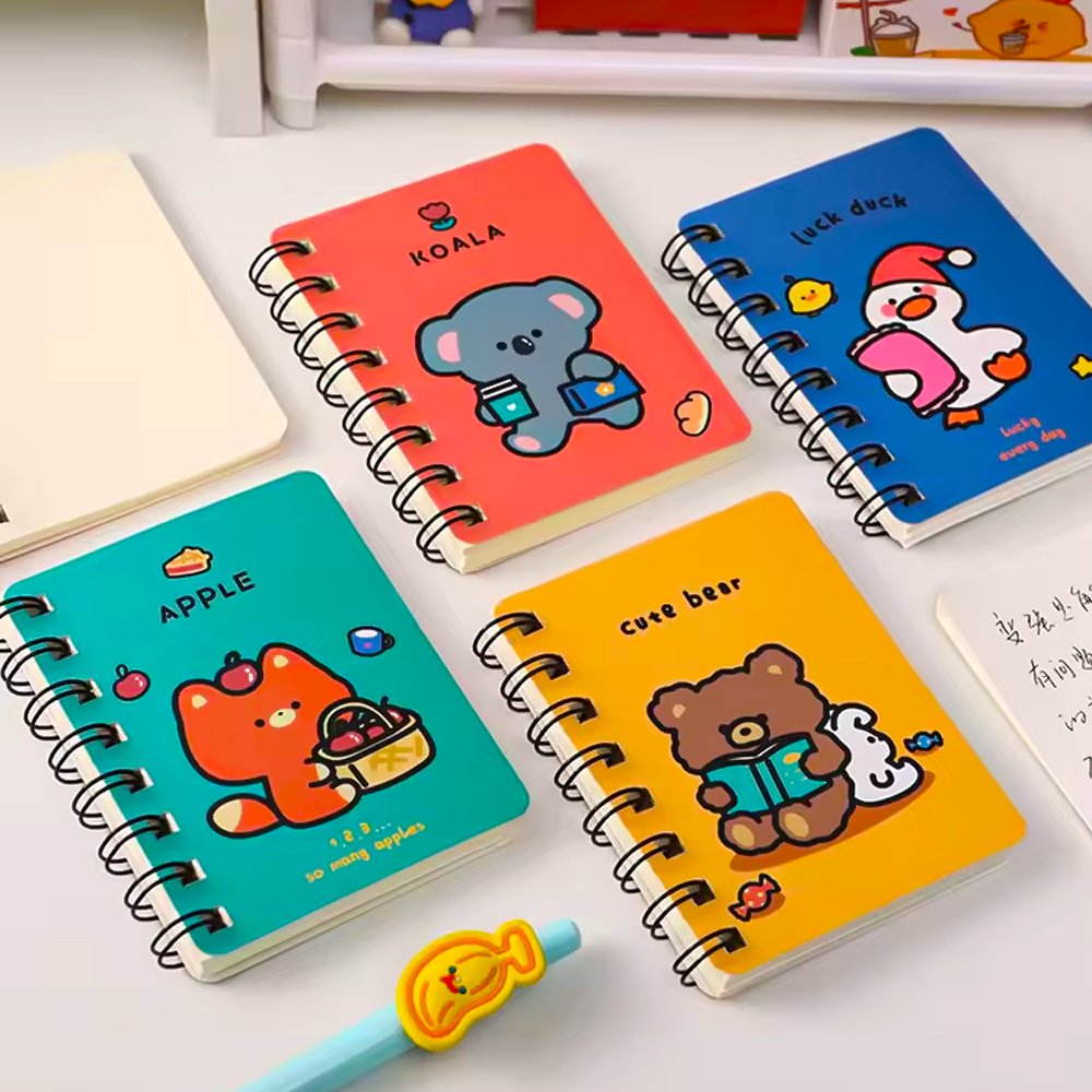 A7 Elegant Spiral Notebook – Cute Cover, 80 Pages, Portable Planner &amp; Diary - Teddy bear