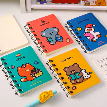 A7 Elegant Spiral Notebook – Cute Cover, 80 Pages, Portable Planner &amp; Diary - Teddy bear