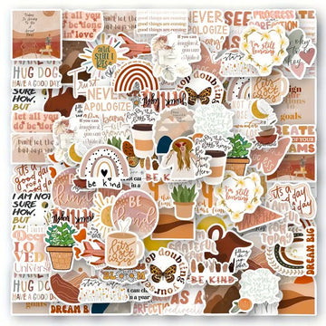 50PCS Boho Inspirational Stickers – Motivational Vinyl Decals for Notebooks, Cups &amp; DIY Crafts