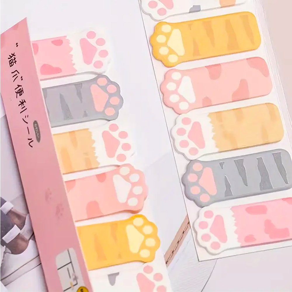 120PCS Cute Cat Paw Sticky Notes – Cartoon Memo Pads for Office, Study &amp; Daily Reminders