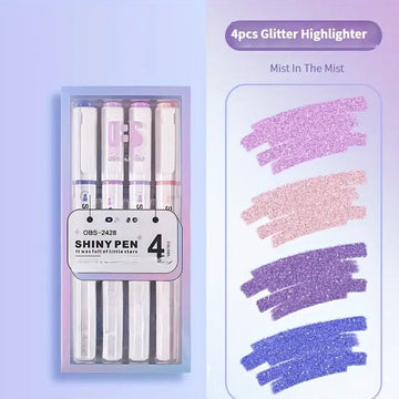 4PCS Glitter Highlighters – Soft Pastel Colors with Star River Effect