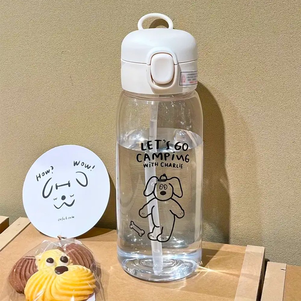 20oz BPA-Free Transparent Sports Water Bottle – Straw &amp; Carry Ring for School &amp; Travel
